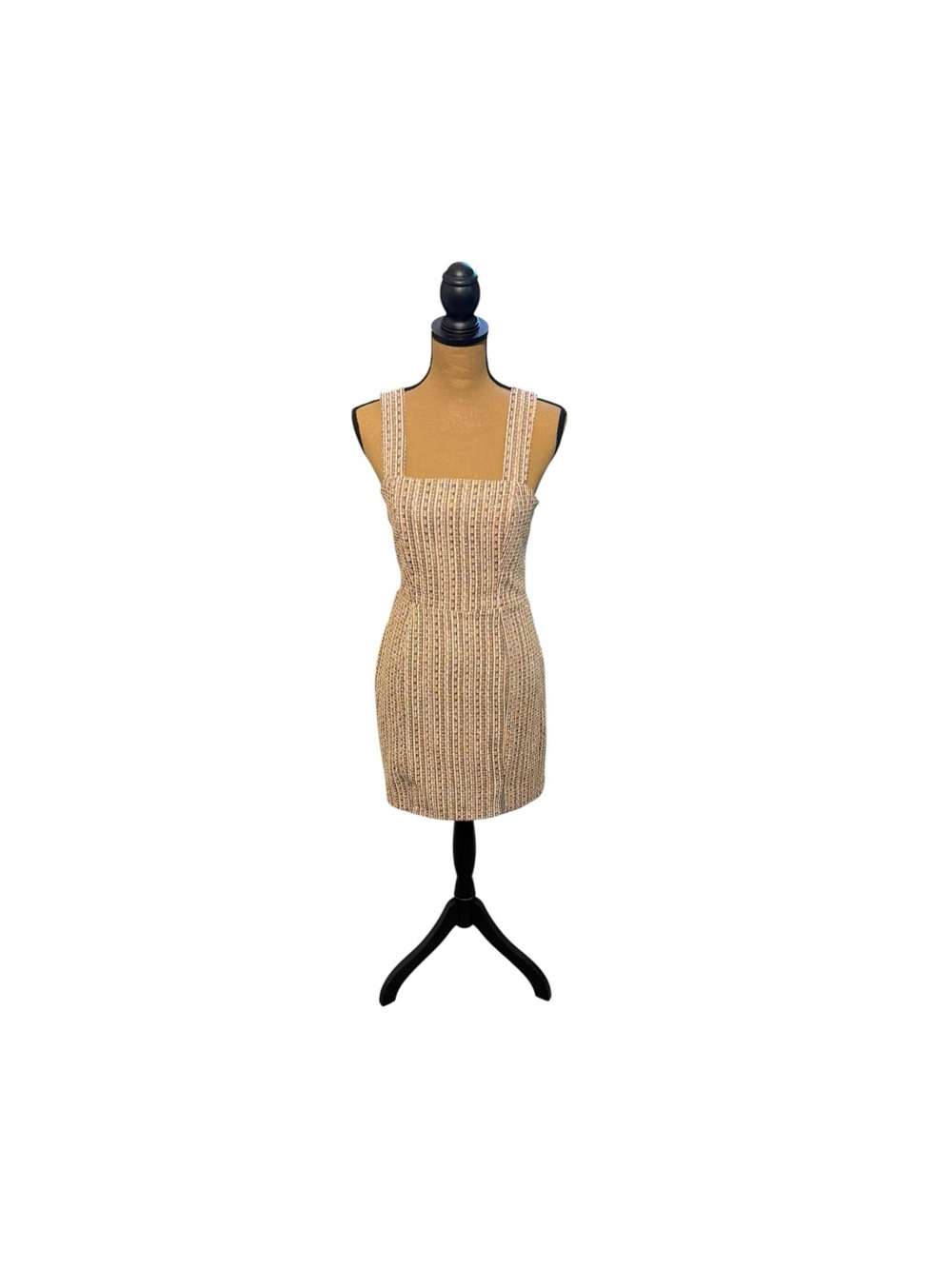 Francesca’s Tweed Mini Dress Womens M Square Neck Preppy Old Money Academia